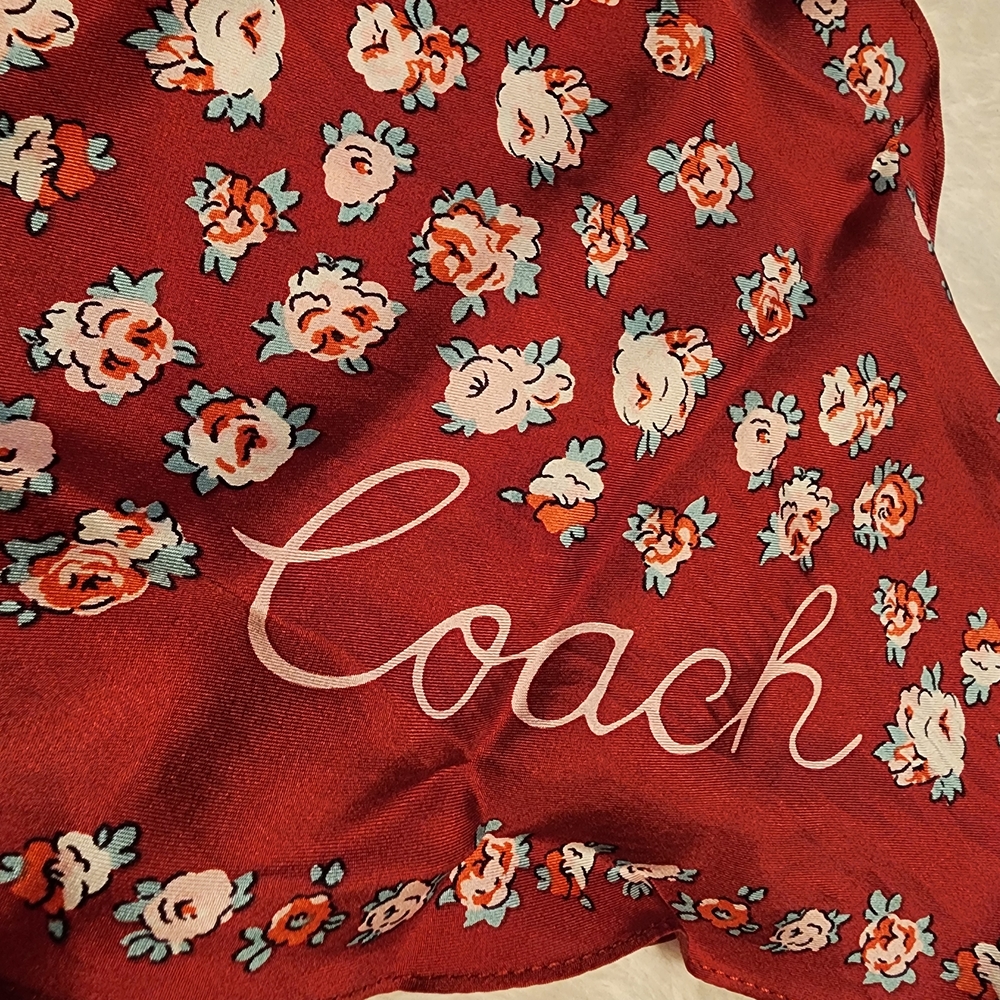 Coach Red Floral Scarf